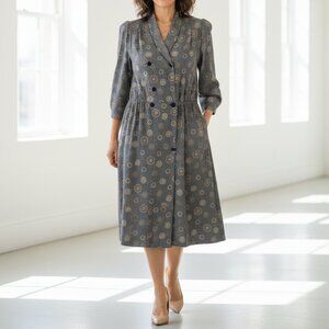 Vintage Steilmann German Dress Plus Size US 14 Classic Elegant Floral Medallions